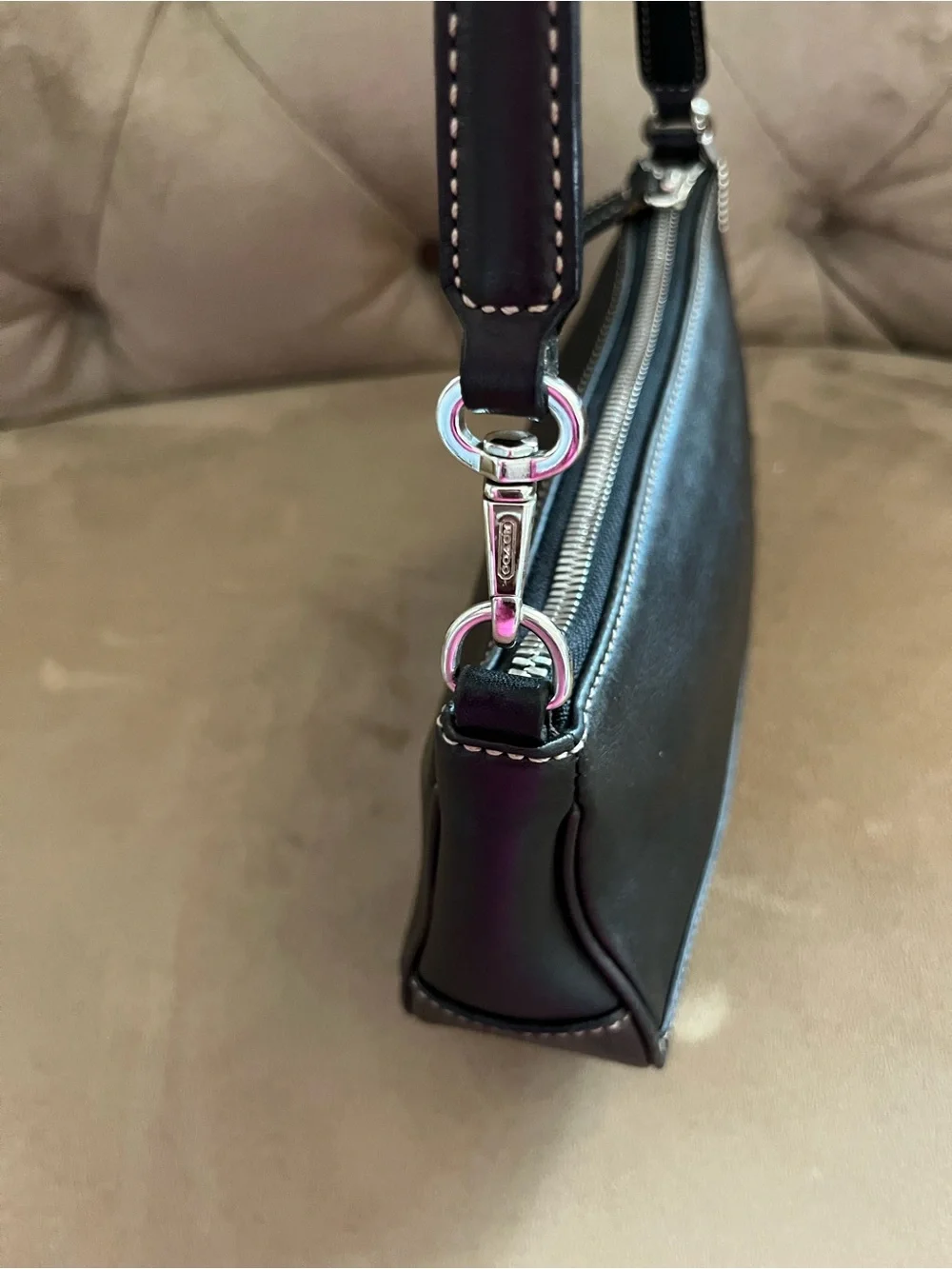 Coach Hamptons Demi Shoulder Bag in Dark Brown Leather